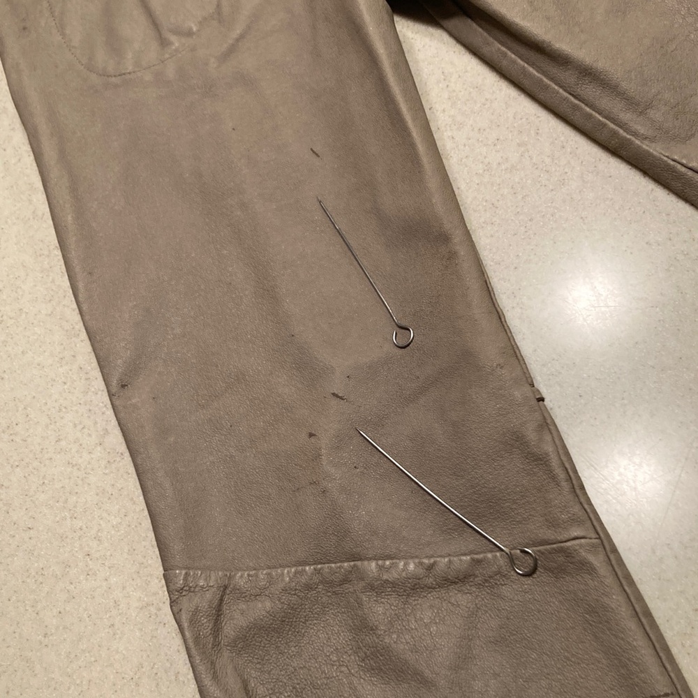 Poleci Taupe Leather Pants 30" Waist  **Very Worn** - Picture 14 of 16